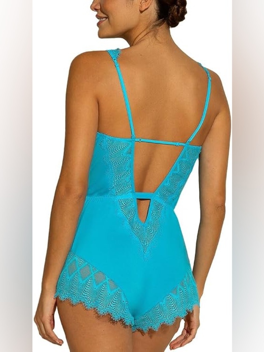 Cosabella Turquoise Lace-Trim Allure Sleep Teddy/ NWT